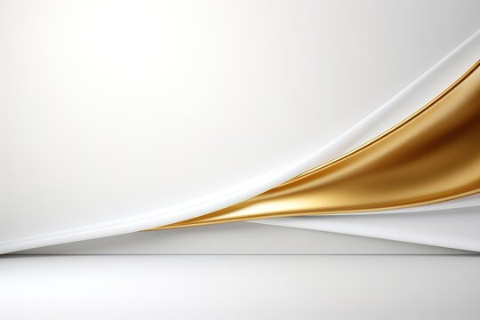 Abstract white and gold background with folded fabric.