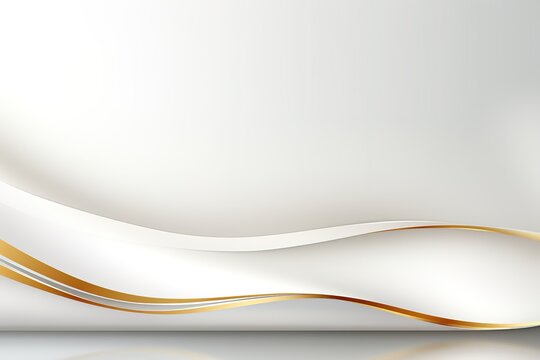 Abstract white and gold background with wavy lines.
