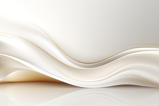 Abstract white and gold background with wavy lines.