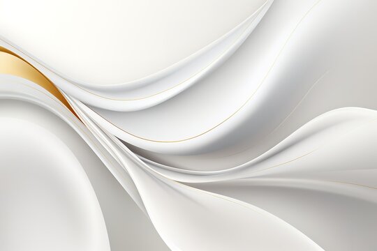 Abstract white and gold background with wavy lines.