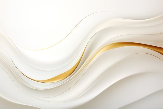 Abstract white and gold background with wavy lines.