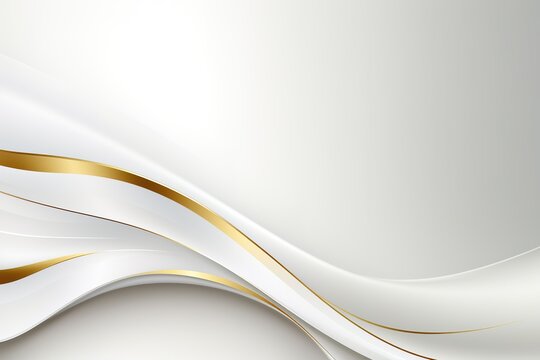 Abstract white and gold background with wavy lines.
