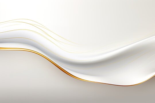 Abstract white and gold background with wavy lines.