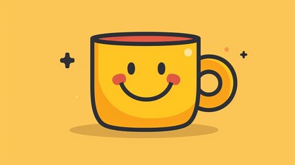 Canvas Print - A coffee mug icon with a smiley face design, creating a cheerful vibe.