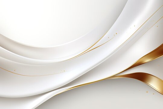 Abstract white and gold background with wavy lines.