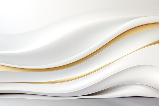 Abstract white and gold background with wavy lines.
