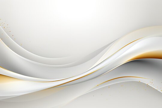 Abstract white and gold background with wavy lines.