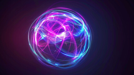 Wall Mural - futuristic abstract neon energy ball with glowing lines