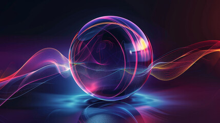 Wall Mural - futuristic abstract neon energy ball with glowing lines