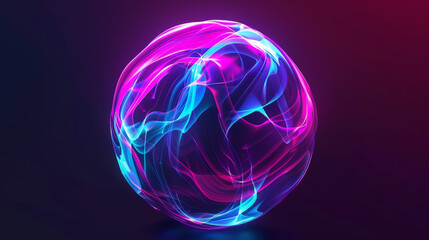 Wall Mural - futuristic abstract neon energy ball with glowing lines