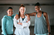 © Haas/peopleimages.com - Smile, fitness and portrait of team of women in city for workout, wellness gym and training class. Happy, sports and group of athletes with confidence for exercise with health together in town.