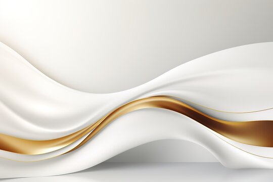 Abstract white and gold curved background.