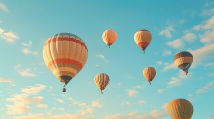 balloon festival, hot air balloons in the blue sky, hot air balloons in front of the blue sky with a