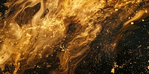Poster - This stunning abstract image showcases mesmerizing golden swirls and beautiful cosmic elements all around