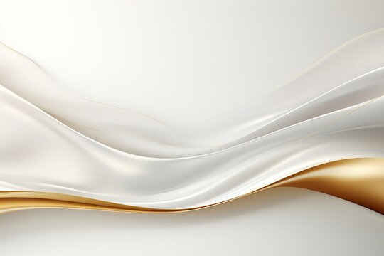 Abstract white and gold flowing background.