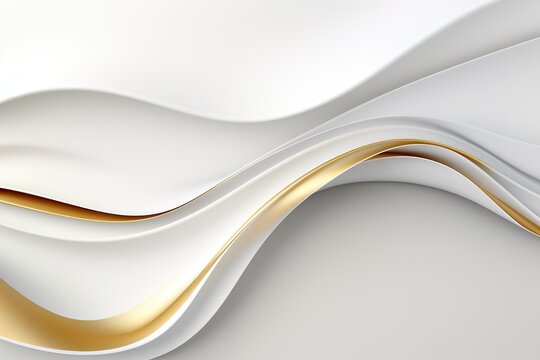 Abstract white and gold flowing curves.