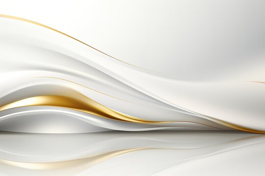 Abstract white and gold flowing design.