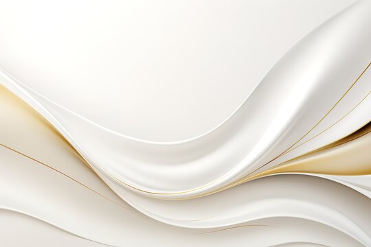 Abstract white and gold flowing lines background.