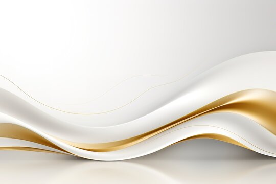 Abstract white and gold wave background.