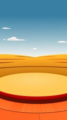 Wall Mural - Yellow and orange cartoon background with a curved platform and sky.