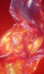 Poster - Abstract Red and Orange Glass-like Shapes with Light Effects