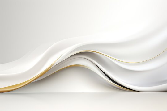 Abstract white and gold wave background.