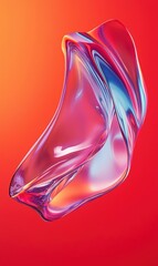 Poster - Abstract Red and Pink Helix Art with Gradient Background