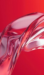 Poster - Abstract Red and Clear Glass Wave with Modern Design