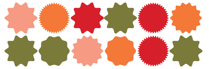 Wall Mural - Set of Vector Starburst Badges. Simple Flat Style Vintage Labels, Stickers.