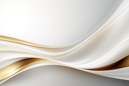 Abstract white and gold wave background.