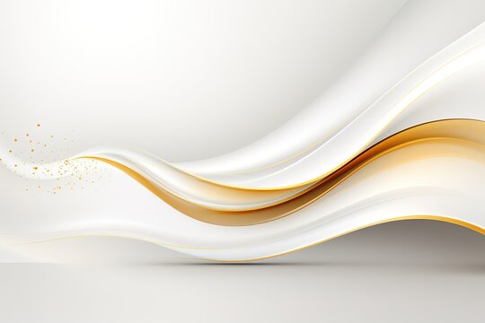 Abstract white and gold wave background.