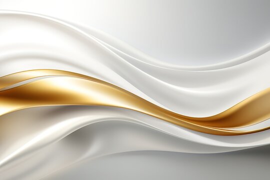 Abstract white and gold wave background.