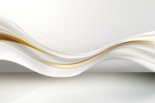 Abstract white and gold wave background.