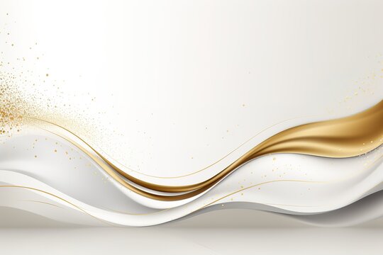 Abstract white and gold wave background.