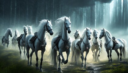 Wall Mural - horses in the field