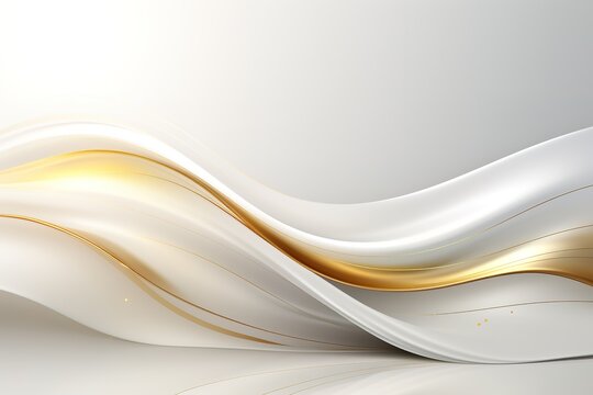 Abstract white and gold wave background.