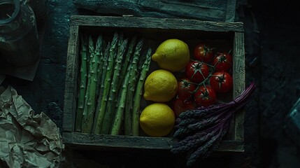 Poster -  Lemons, Asparagus, Tomatoes, Asparagus Spears