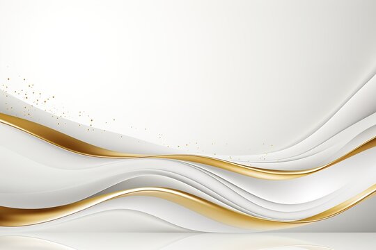 Abstract white and gold wave background.