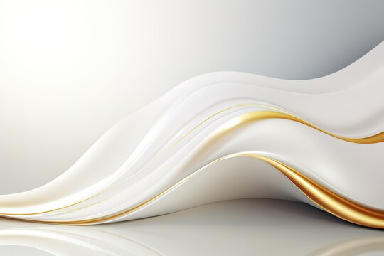 Abstract white and gold wave background.