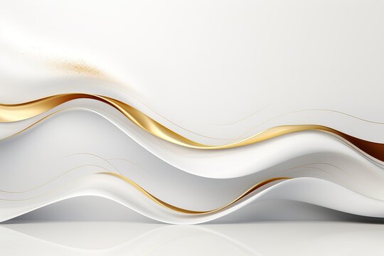 Abstract white and gold wave background.