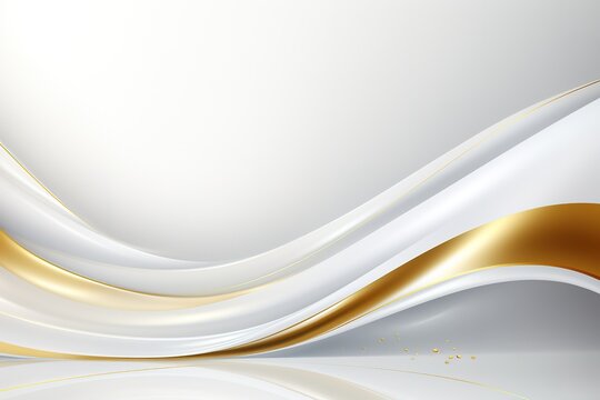 Abstract white and gold wave background.