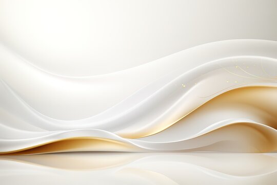 Abstract white and gold wave background.