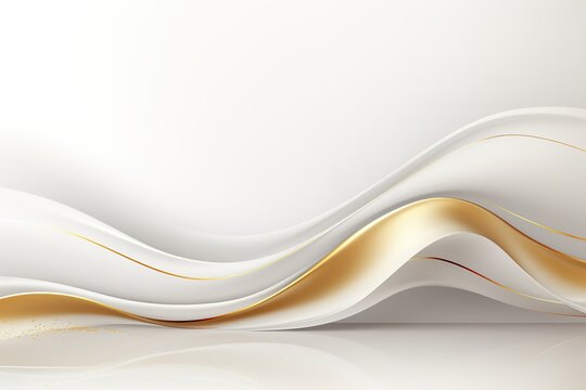 Abstract white and gold wave background.