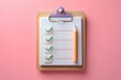 © Mahmudul - Checklist on clipboard paper Correct green mark and incorrect red mark icon, Yes or No, approved, declined, right, wrong isolated on pink background cartoon minimal. 3d render illustration
