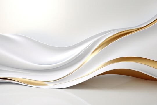 Abstract white and gold wave background.