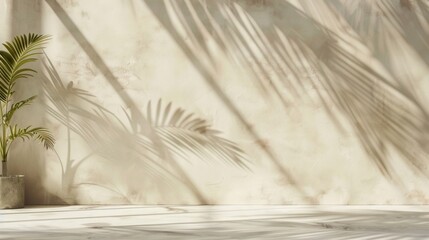 Poster - A wall with a plant and a shadow on it