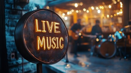 Wall Mural - Sign that reads “LIVE MUSIC” - bar - restaurant - live entertainment. - band - singer - live show 