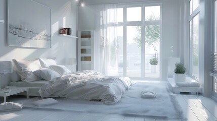 Wall Mural - Modern Minimalist Bedroom with a View