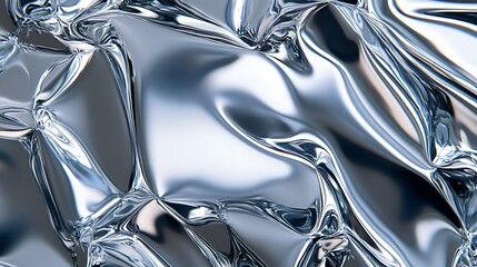 Reflective Chrome Metal Panel Close-up - Abstract Macro Image with Shiny Surface Texture and Reflections