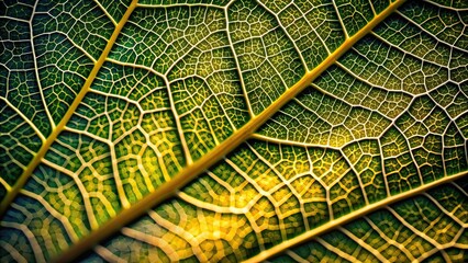 Macro photography of intricate leaf veins illuminated by sunlight , backlit, close-up, detailed, nature, pattern, texture, botanical